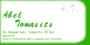 abel tomasits business card